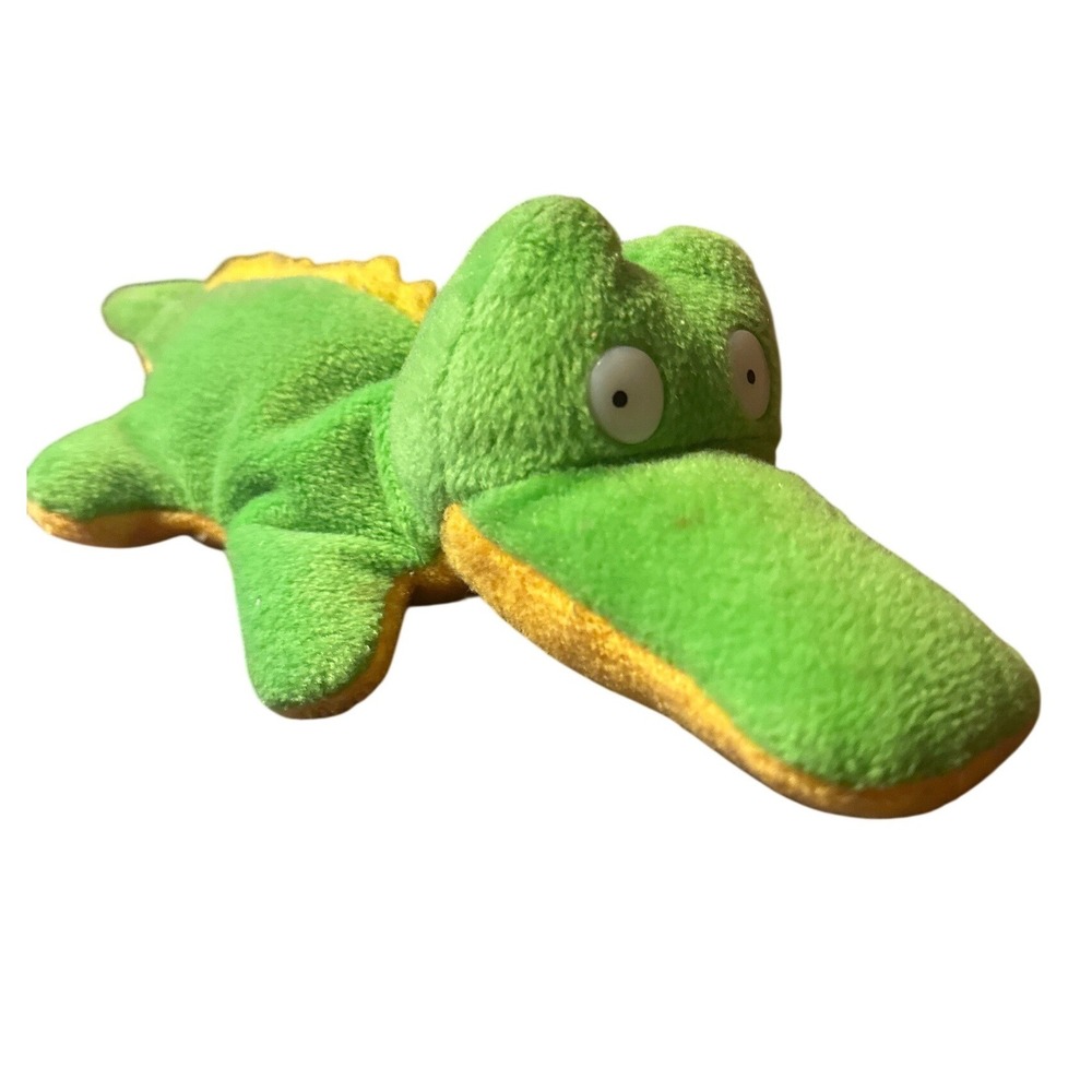 Vintage Imperial Toy Corp Alligator Bean Bag Plush Green Orange Stuffed‎ Animal